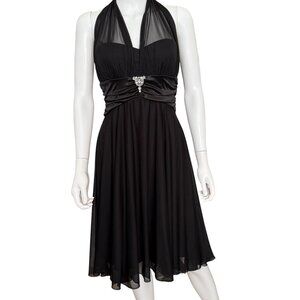 Xoxo Black Halter Cocktail Dress W/ Rhinestone Detail Medium
